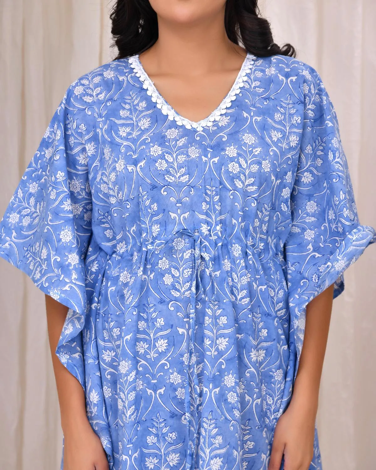 Blue Meadow Cotton Kaftan 4 Blue Meadow Cotton Kaftan - Image 4