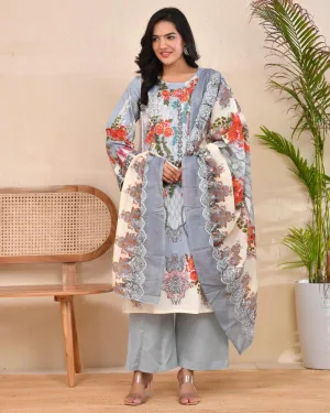 Misty Rose Printed Cotton Suit Set