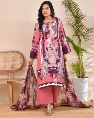 Blush Mosaic Printed Cotton Suit Set