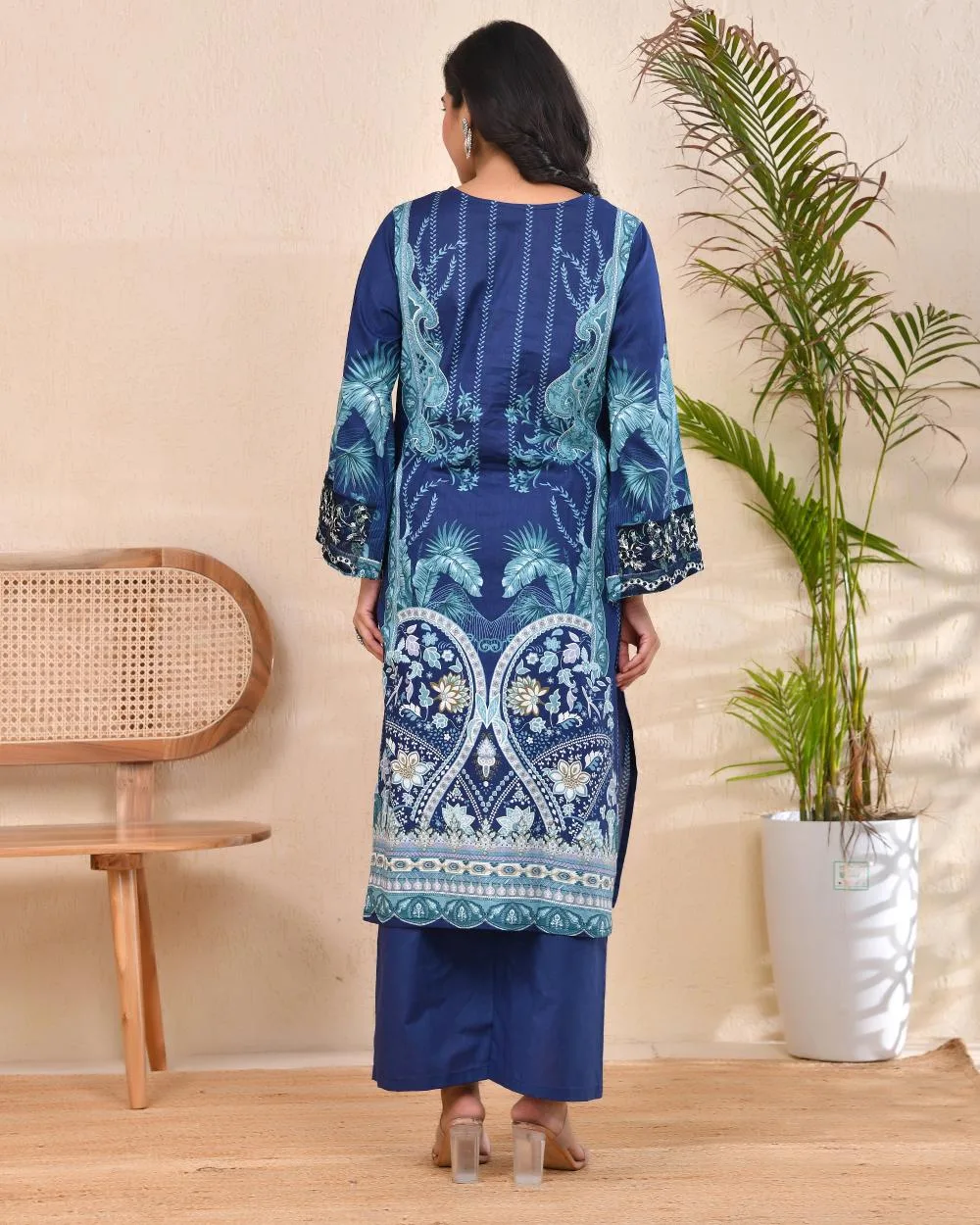 Ocean Majesty Embroidered Lawn Suit – Deep Blue 2 Ocean Majesty Embroidered Lawn Suit – Deep Blue - Image 2