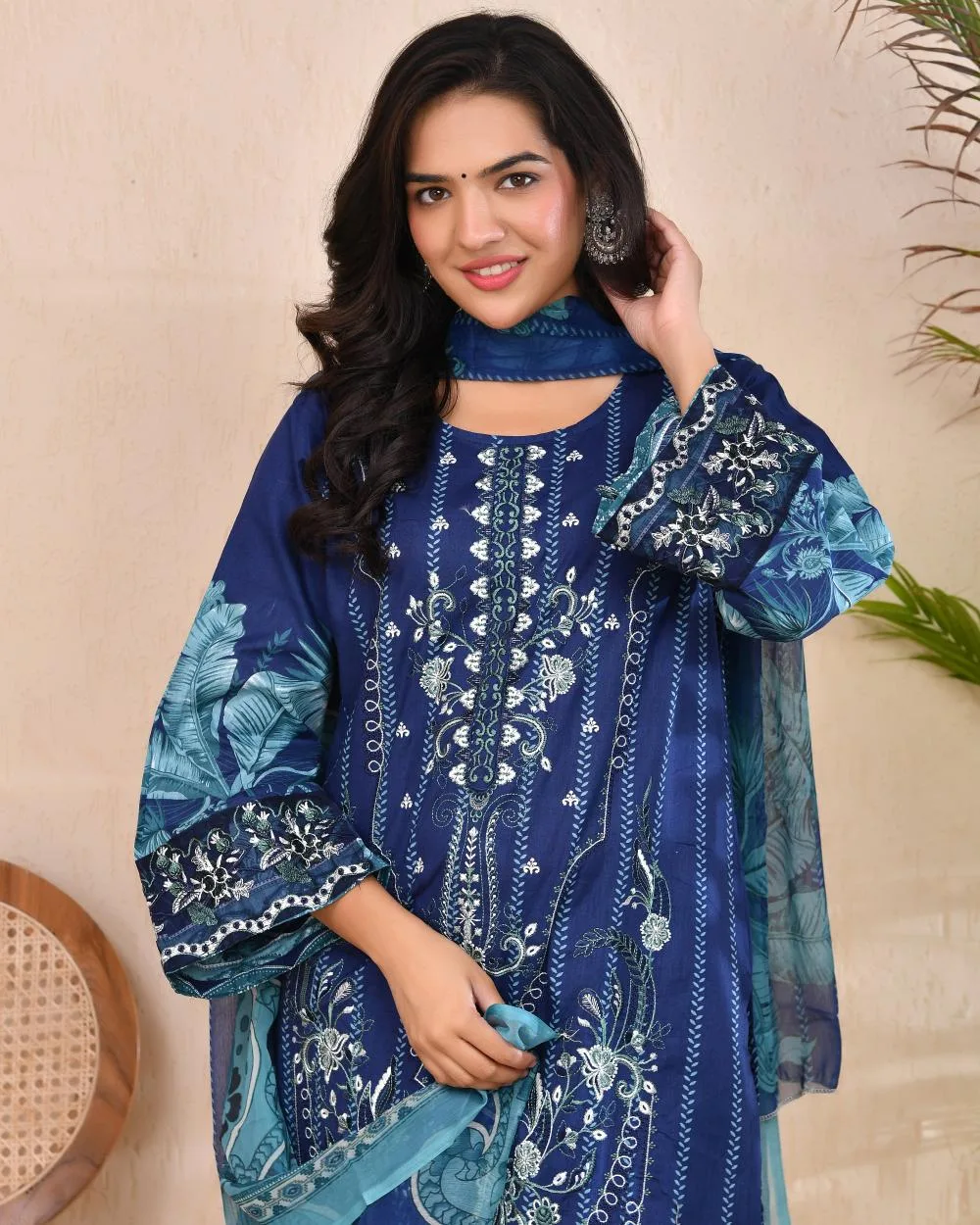 Ocean Majesty Embroidered Lawn Suit – Deep Blue 9 Ocean Majesty Embroidered Lawn Suit – Deep Blue - Image 9