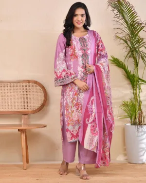 Blossom Charm Embroidered Lawn Suit – Mauve Pink