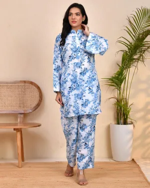 Blue Blossom Cotton Co-ord Set