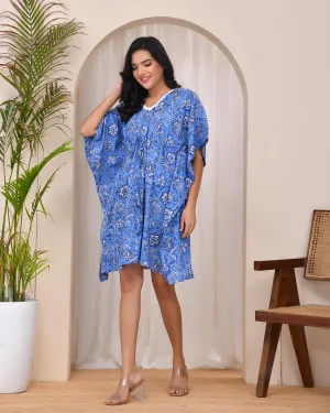 Midnight Bloom Cotton Kaftan