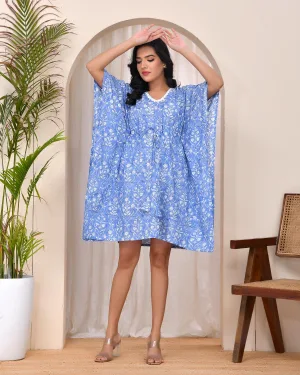 Blue Meadow Cotton Kaftan