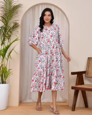 Petal Bloom Digital Print Dress