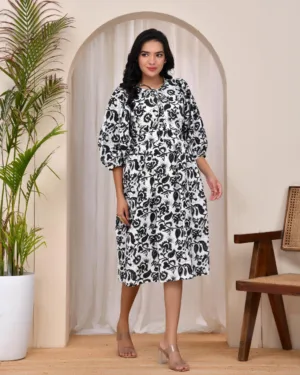 Midnight Bloom Cotton Dress