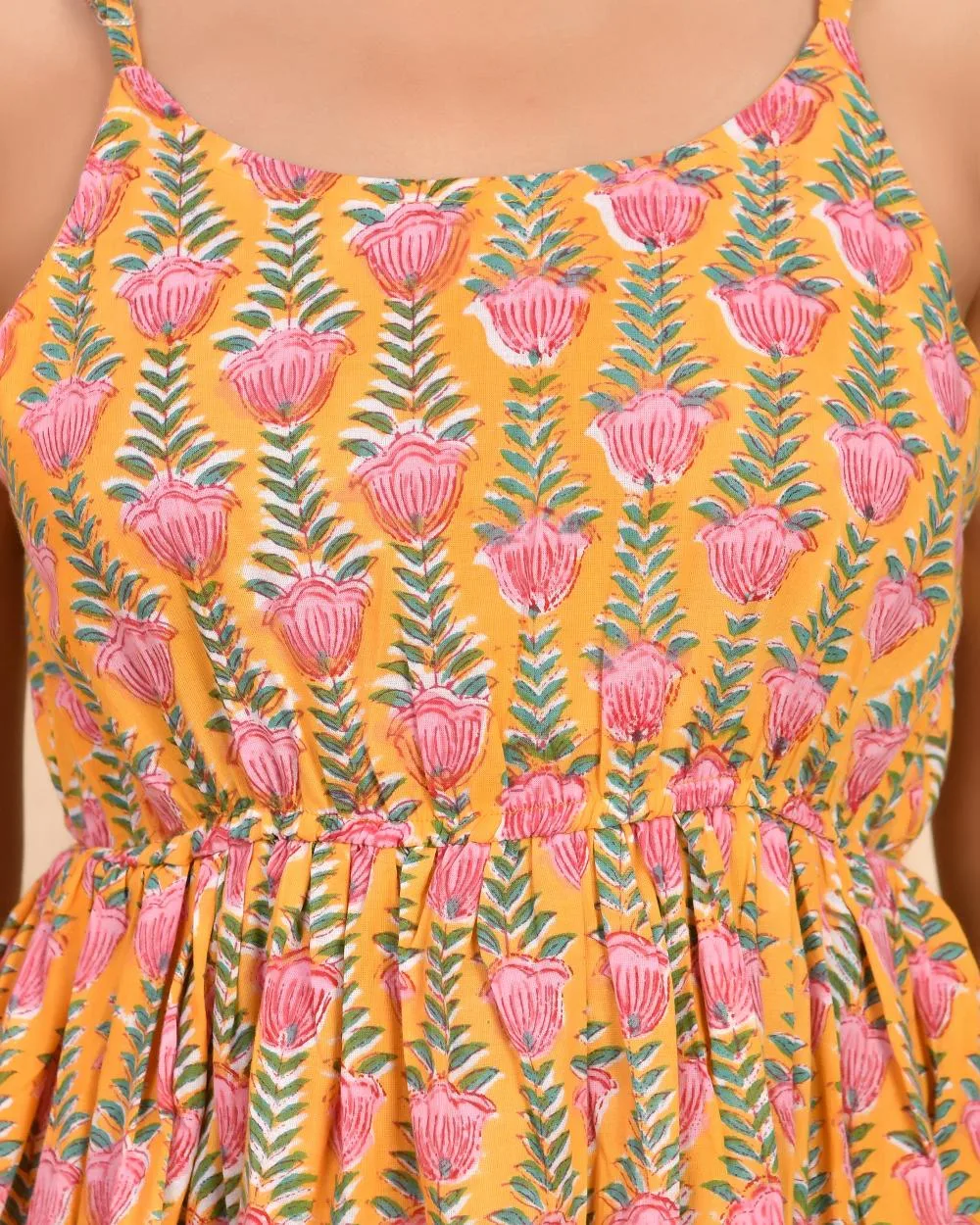 Sunset Garden Block Printed Spaghetti Dress 9 Sunset Garden Block Printed Spaghetti Dress - Image 9