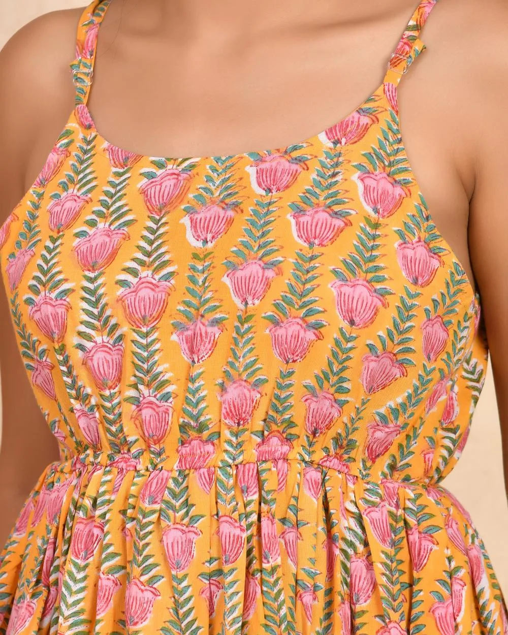 Sunset Garden Block Printed Spaghetti Dress 10 Sunset Garden Block Printed Spaghetti Dress - Image 10
