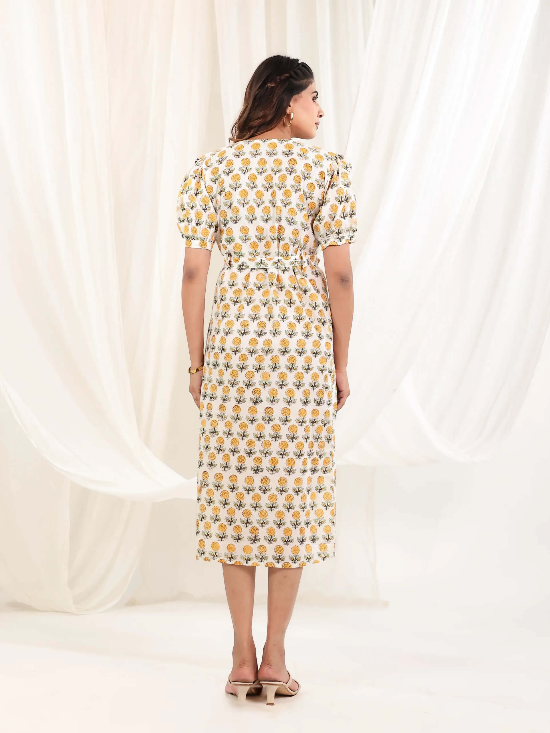 Sunbloom Wrap Cotton Block Print Dress 3 Sunbloom Wrap Cotton Block Print Dress - Image 3