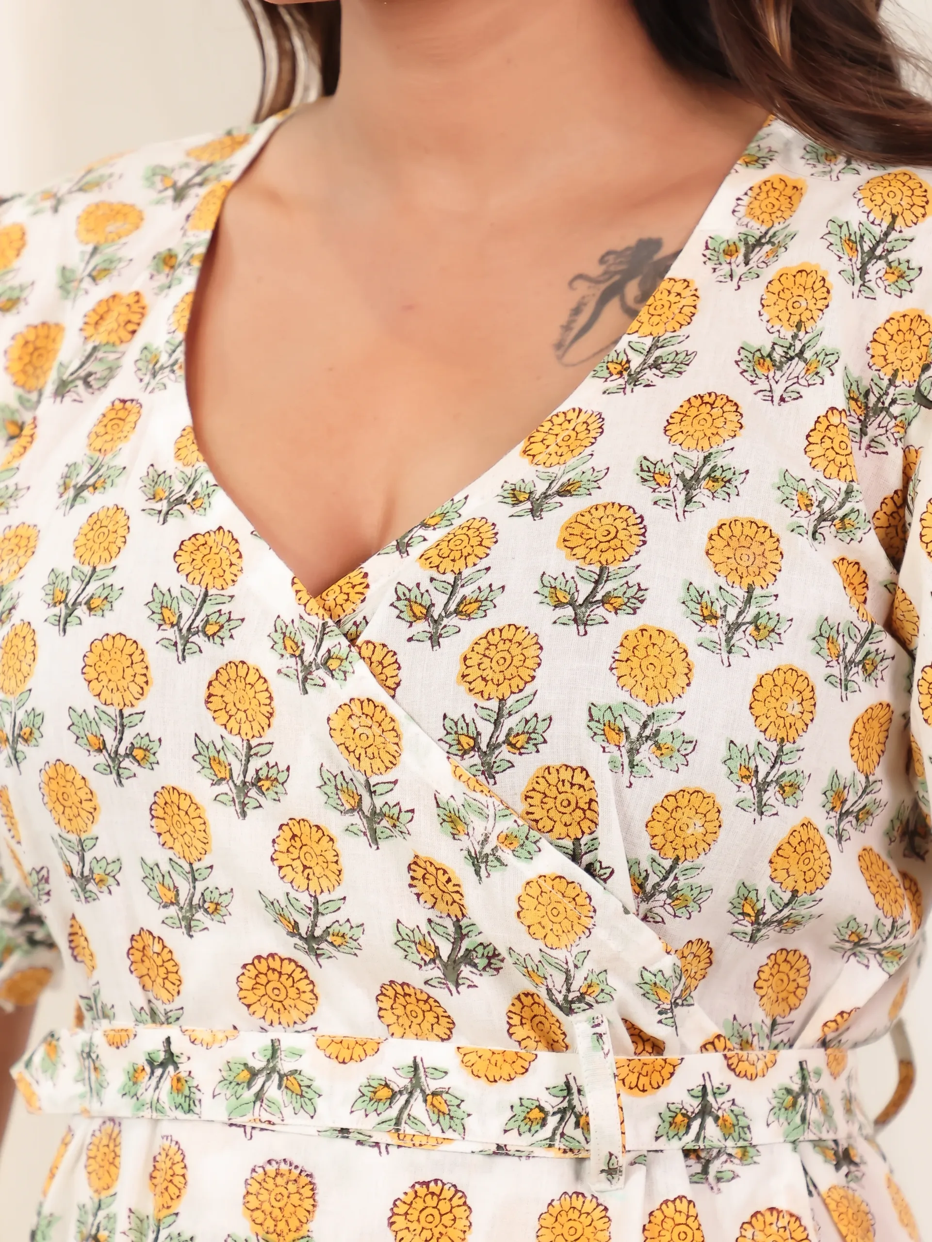 Sunbloom Wrap Cotton Block Print Dress 5 Sunbloom Wrap Cotton Block Print Dress - Image 5