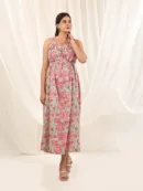 Lotus Mist Halter Maxi Dress