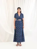Indigo Handblock Wrap Co-ord Set