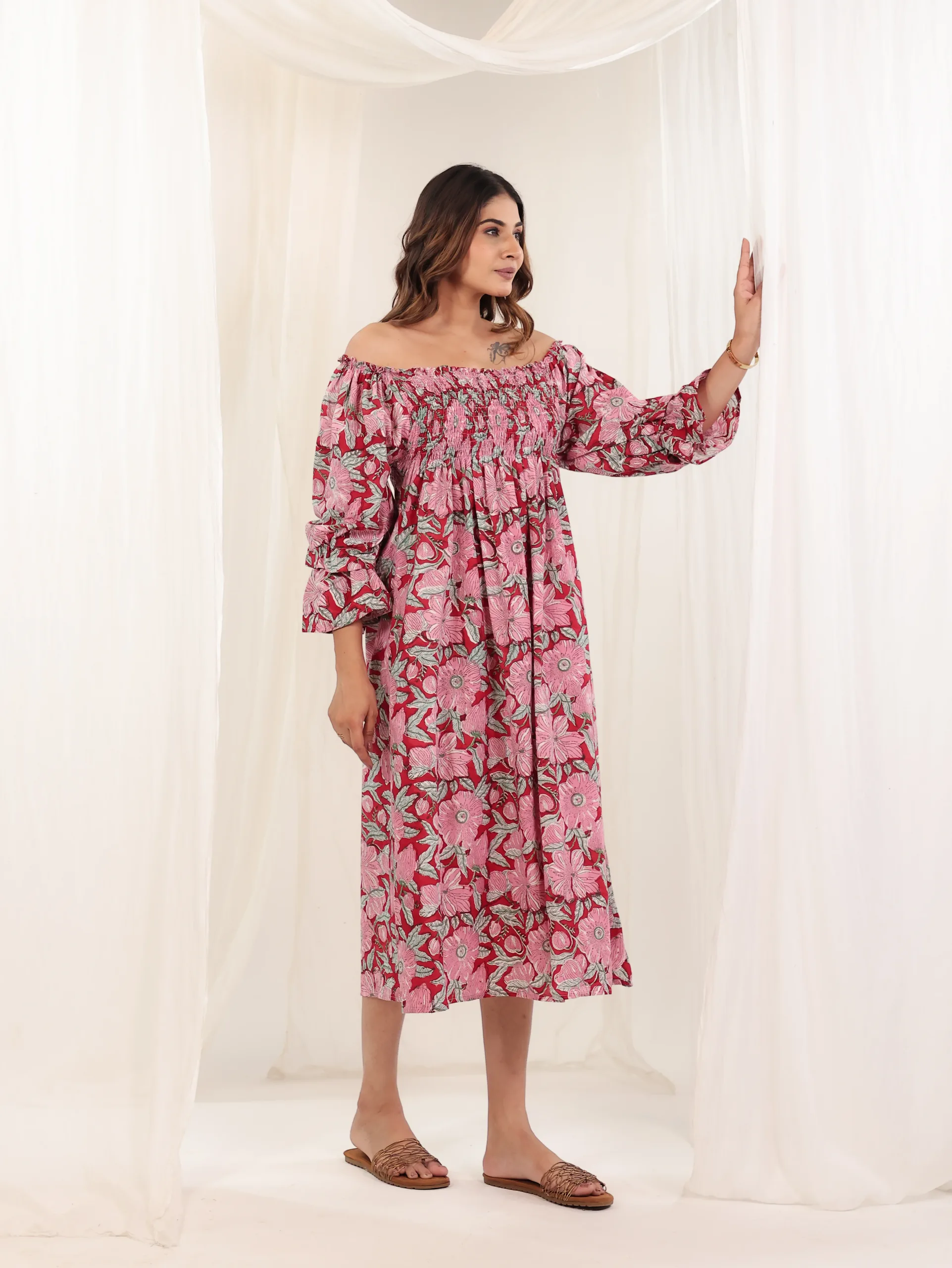 The Gulabi Breeze Off-Shoulder Dress 4 The Gulabi Breeze Off-Shoulder Dress - Image 4