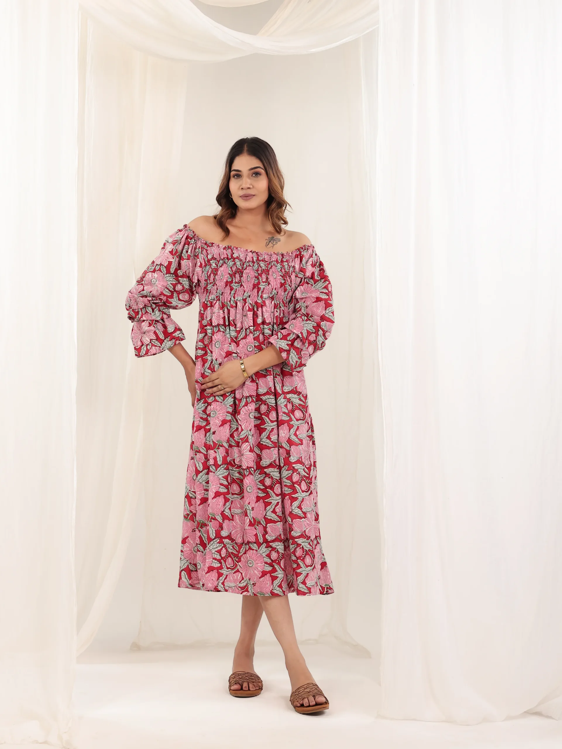 The Gulabi Breeze Off-Shoulder Dress 5 The Gulabi Breeze Off-Shoulder Dress - Image 5