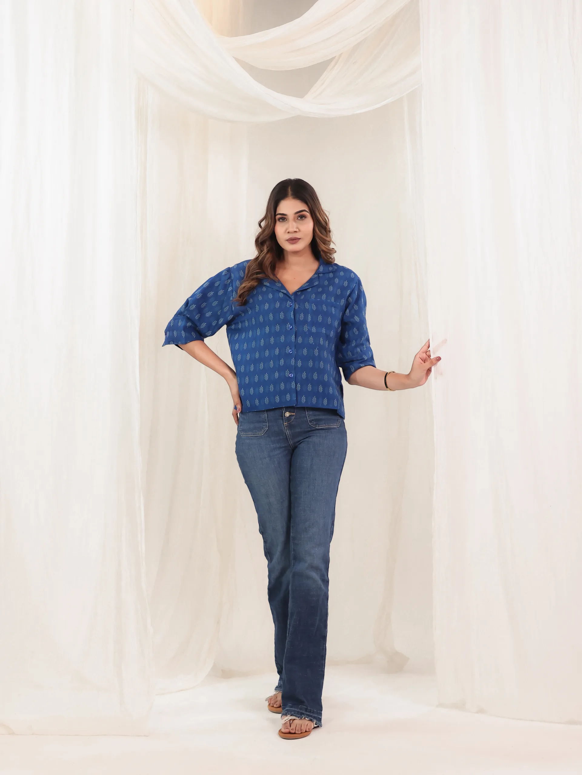 Indigo Whisper Digital Print Shirt Top 1 Indigo Whisper Shirt Top