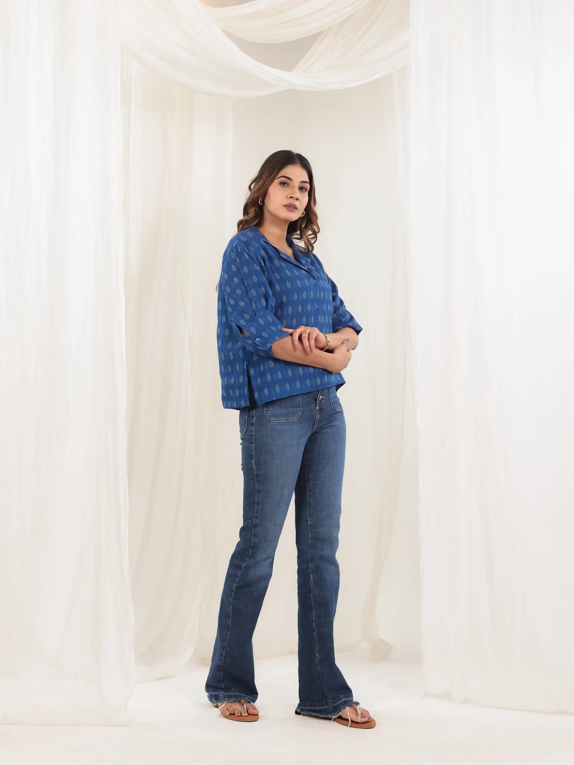 Indigo Whisper Digital Print Shirt Top 2 Indigo Whisper Digital Print Shirt Top - Image 2