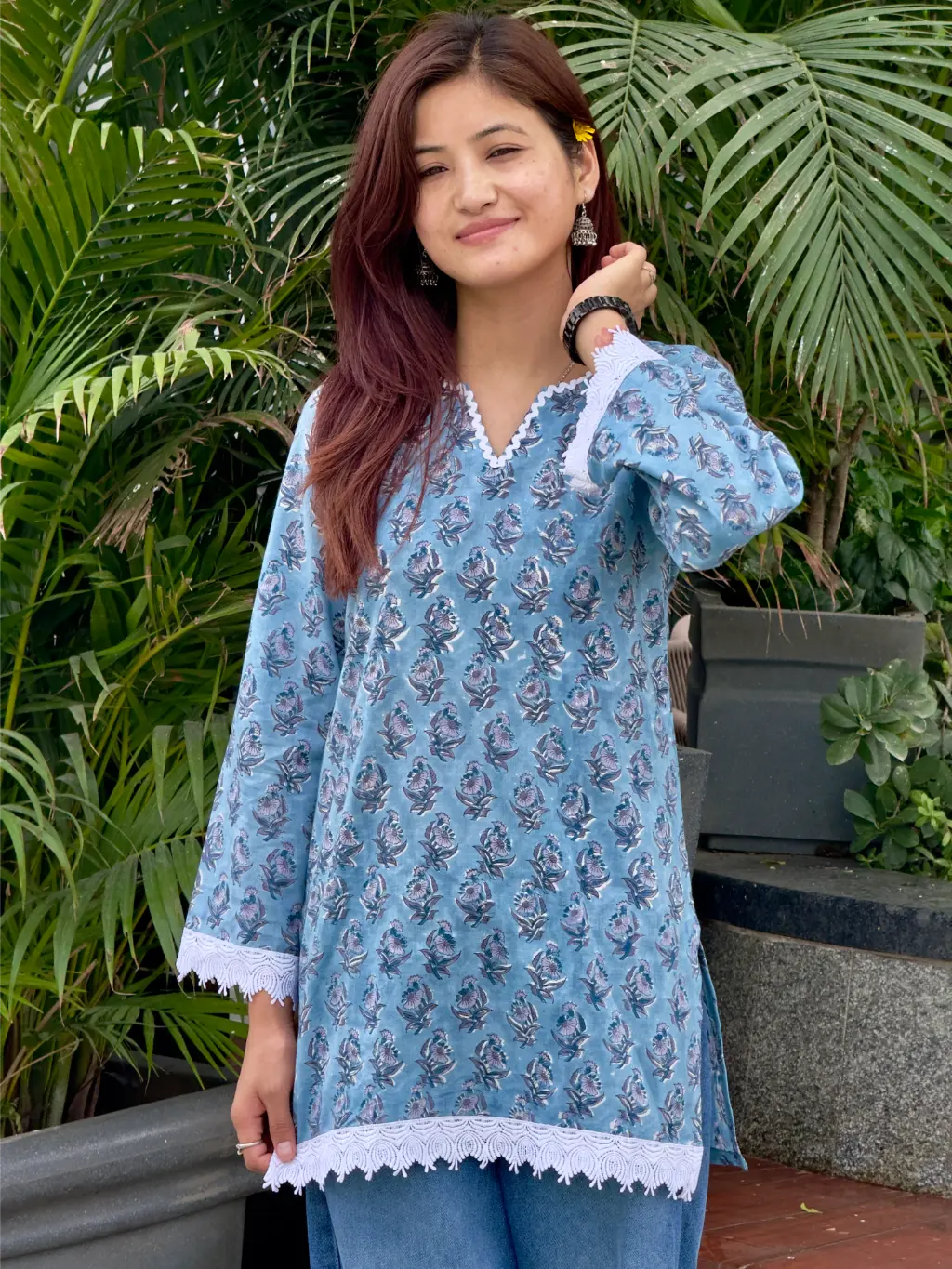 Celeste Fleur Hand Block Printed Cotton Short Kurta 4 Celeste Fleur Hand Block Printed Cotton Short Kurta