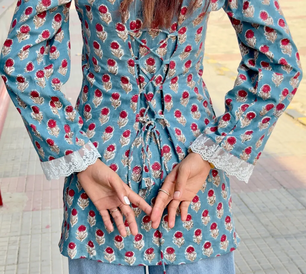 Gulrang Corset Hand Block Print Cotton Short Kurta 6 Gulrang Corset Hand Block Print Cotton Short Kurta