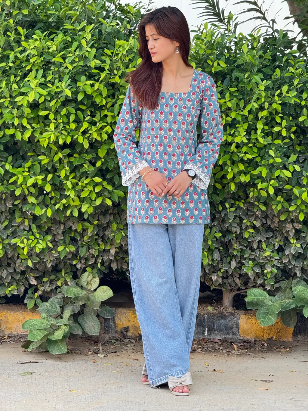 Gulrang Corset Hand Block Print Cotton Short Kurta 2 Gulrang Corset Hand Block Print Cotton Short Kurta - Image 2