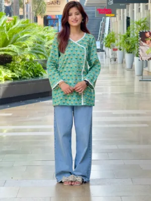 Meher Angrakha Hand Block Print Cotton Short Kurta