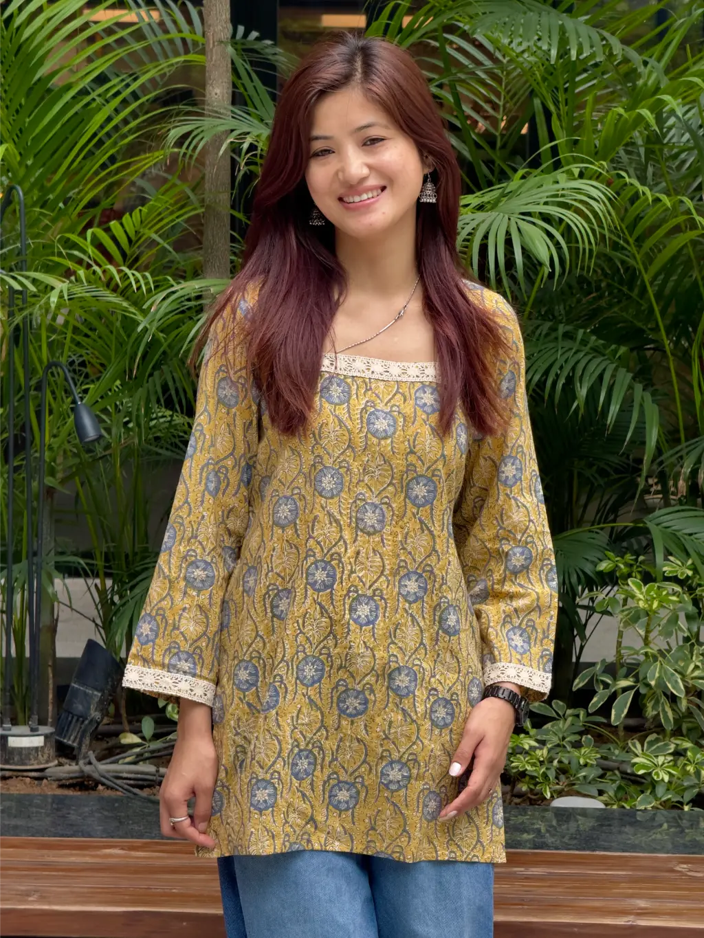 Mustard Blue Heritage Hand Block Printed Cotton Short Kurta 4 Mustard Blue Heritage Hand Block Printed Cotton Short Kurta