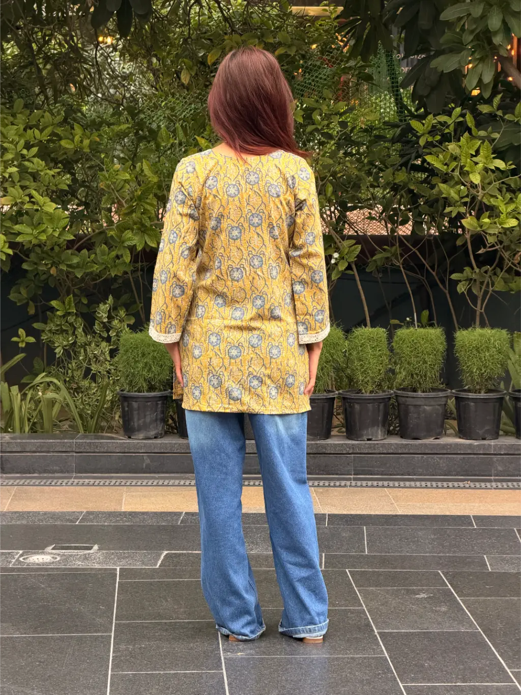 Mustard Blue Heritage Hand Block Printed Cotton Short Kurta 3 Mustard Blue Heritage Hand Block Printed Cotton Short Kurta