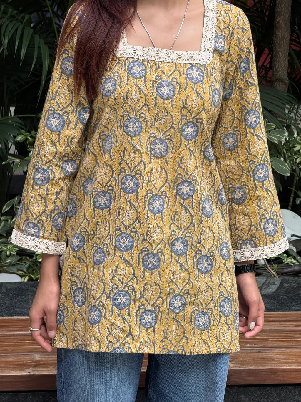 Mustard Blue Heritage Hand Block Printed Cotton Short Kurta 6 Mustard Blue Heritage Hand Block Printed Cotton Short Kurta