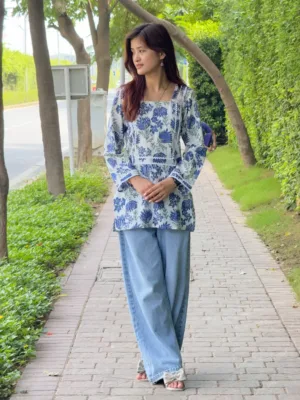 Noor Bloom Hand Block Print Cotton Short Kurta