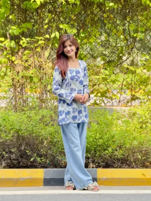 Noor Bloom Hand Block Print Cotton Short Kurta