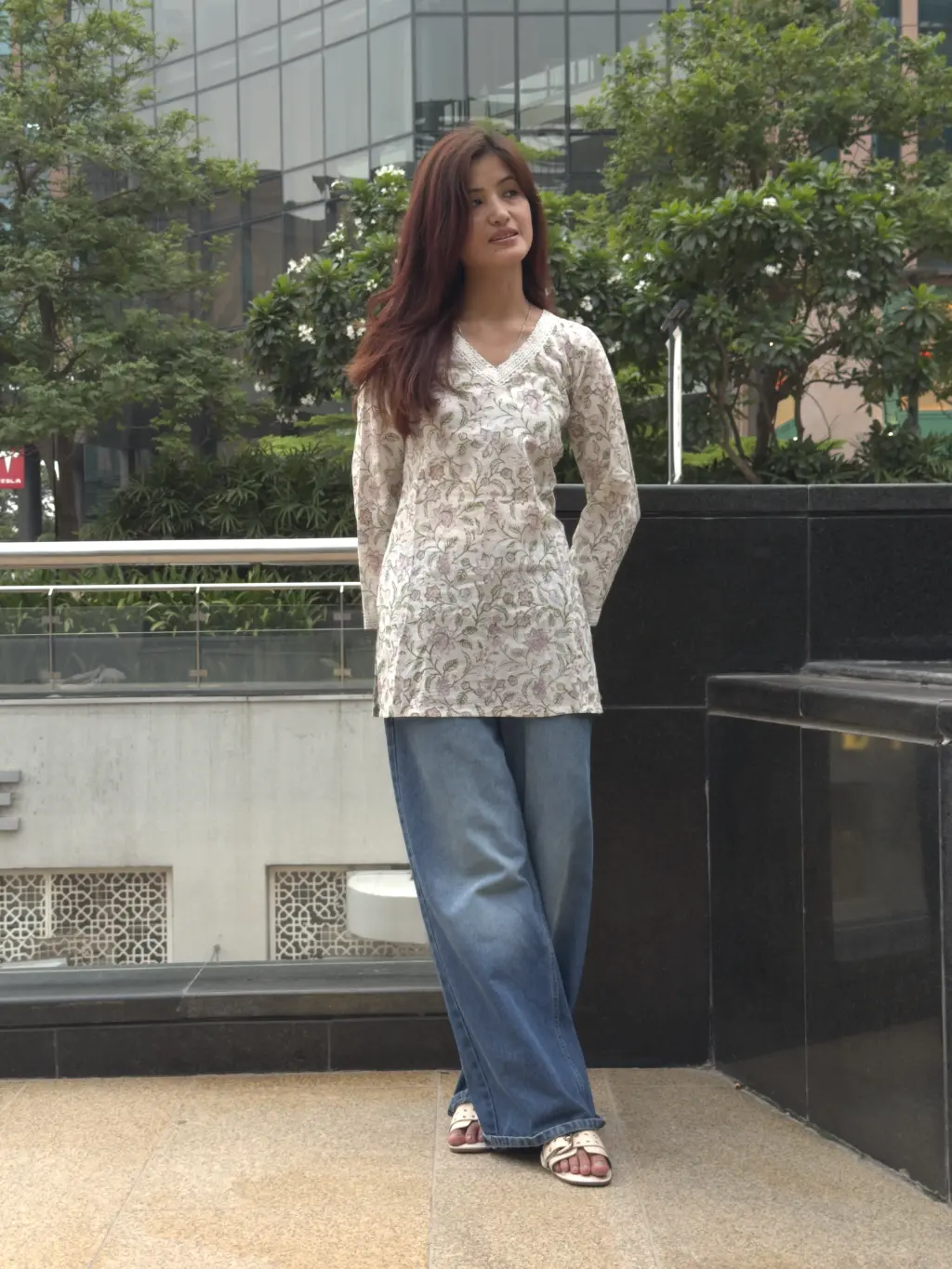 Off White Wildflower Hand Block Printed Cotton Short Kurta 7 Off White Wildflower Hand Block Printed Cotton Short Kurta