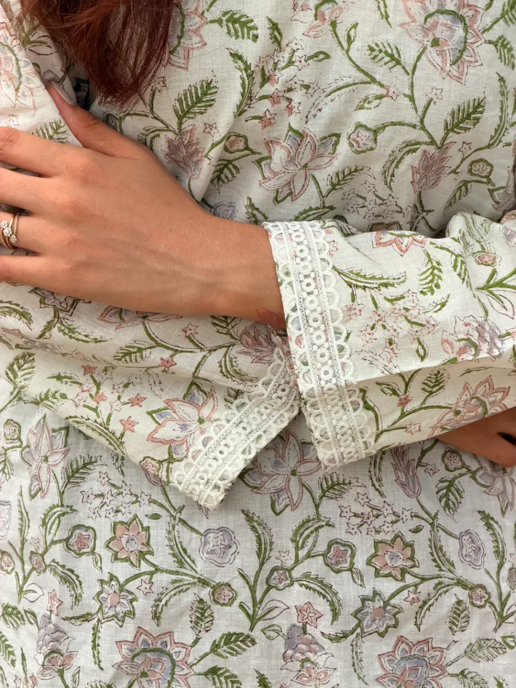 Off White Wildflower Hand Block Printed Cotton Short Kurta 5 Off White Wildflower Hand Block Printed Cotton Short Kurta
