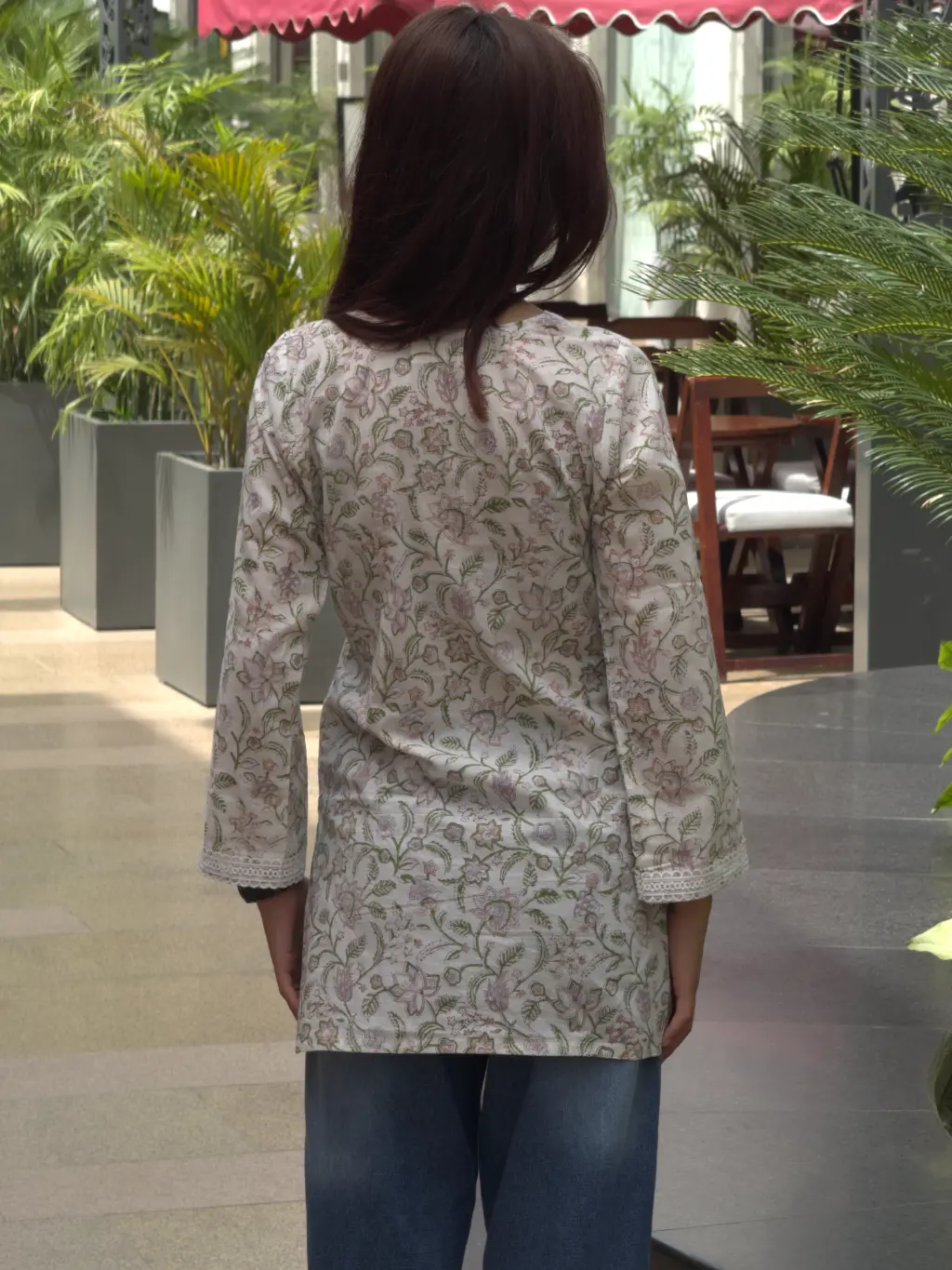 Off White Wildflower Hand Block Printed Cotton Short Kurta 8 Off White Wildflower Hand Block Printed Cotton Short Kurta