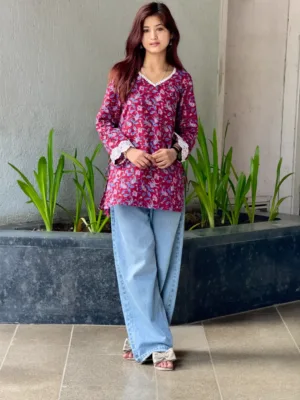 Ruhani Bloom Hand Block Print Cotton Short Kurta